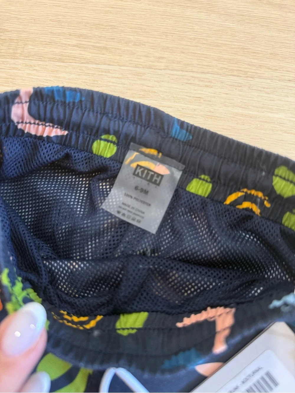 Kith Kids Navy Swim Shorts with Multicolor Abstract Print